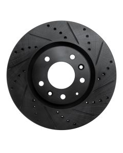 R1 04-08 Mazda RX-8 Front Right Drilled & Slotted Black Brake Rotor - 633-80042R