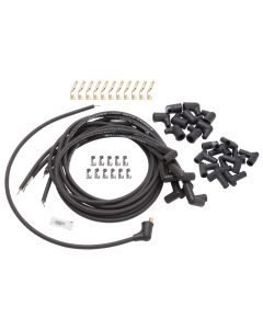 Edelbrock Spark Plug Wire Set Universal 90 Deg Boots 500 Ohm Resistance 8 65mm Black Wire (Set of 9) - 22701