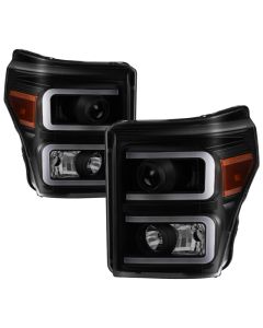 xTune Ford Super Duty 11-16 Projector Headlights Light Bar DRL Black Smoked PRO-JH-FS11-LBBRL-BSM - 9034930