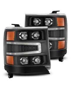 AlphaRex 16-18 Chevy 1500HD NOVA-Series LED Proj Headlights BK w/Actv Lgt/SeqSig & DRL (Req 810023) - 880237