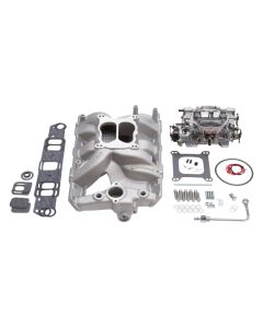 Edelbrock Manifold And Carb Kit Performer RPM Pontiac Natural Finish - 2056
