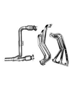 BBK 07-11 Jeep 3.8 V6 Long Tube Exhaust Headers And Y Pipe And Converters - 1-5/8 Silver Ceramic - 40500