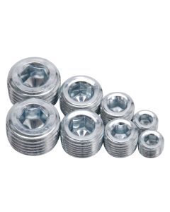 Edelbrock Fittings Pipe Plug Kit Internal Allen Head 1/8In 1/4In 3/8In 1/2In NPT Set of 8 - 8052