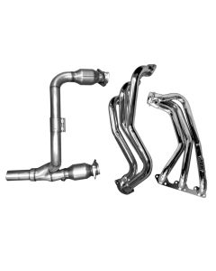 BBK 07-11 Jeep 3.8 V6 Long Tube Exhaust Headers And Y Pipe And Converters - 1-5/8 Chrome - 4050