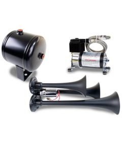 Kleinn Triple Black Horn Kit w/ 130 PSI Air Compressor / 1.0 gal Air Tank - HK3-1