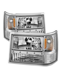 xTune Jeep Grand Cherokee 93-98 1Pc Crystal Headlights Chrome HD-ON-JGC93-1PC-LED-C - 5017659