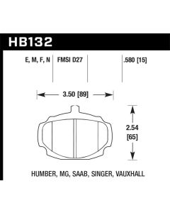 Hawk 62-81 MG MGB Front ER-1 Brake Pads - HB132D.580