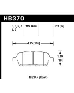 Hawk 03-07 350z / G35 / G35X w/o Brembo DTC-60 Race Rear Brake Pads - HB370G.559