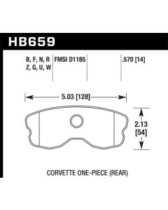Hawk 2008 Chevrolet Corvette 7.0L 427 Limited Edition Z06 (Incl.Shims Pins) Rear ER-1 Brake Pads - HB659D.570