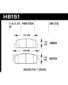Hawk 1985 Mazda RX-7 1.1L GS Rear ER-1 Brake Pads - HB151D.505