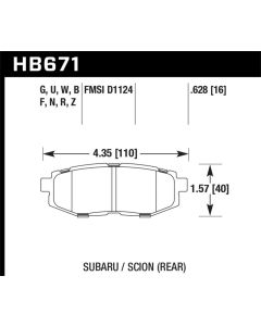 Hawk Performance ER-1 Disc Brake Pad- HAWK-HB671D.628