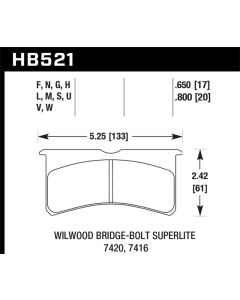 Hawk Wilwood Superlite 4R/6R/SL4R/4/6 Forged Black Race Brake Pads - HB521M.800
