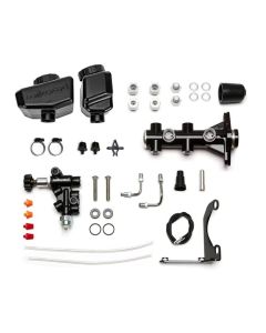 Wilwood Tandem Remote M/C Kit w L/H Brkt & Prop Valve 1 1/8" Bore Black w/Angled Reservoir- WILW-261