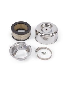 Edelbrock Air Cleaner 94 Series Round Steel Top 4 65In Dia X 3 125In 2 63In ID Raised Base Chrome - 1202