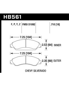 Hawk 07 Chevy Tahoe / 07 GMC Yukon HPS 5.0 Front Brake Pads - HB561B.710
