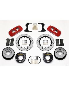 Wilwood AERO4 Rear P-Brake Kit 14.00in Drilled Red Chevy C-10 2.42 Offset 5-lug - 140-10941-DR