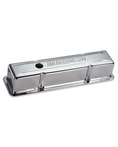 Moroso Chevrolet Small Block Valve Cover - w/o Baffles - Stamped Steel Chrome Plated - Pair - 68102