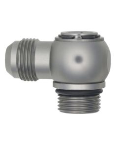 DeatschWerks 10AN ORB Male to 10AN Male Flare Low Profile 90-Degree Swivel - Anodized DW Titanium - 6-02-0417