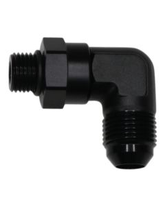 DeatschWerks 6AN ORB Male Swivel to 8AN Male Flare 90-Degree - Anodized Matte Black - 6-02-0413-B