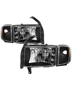 xTune Dodge Ram 1500 94-01 OEM Style Headlights w/ Corner Lamps - Black OEM HD-JH-DR94-SET-BK - 9040061