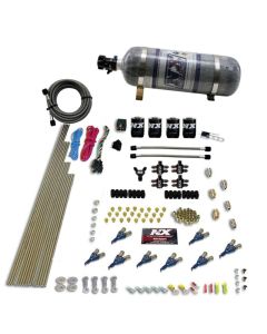Nitrous Express 8 Cyl Piranha Direct Port 4 Solenoids Nitrous Kit (200-500HP EFI Jets) w/12lb Bottle - 80001EFI-12