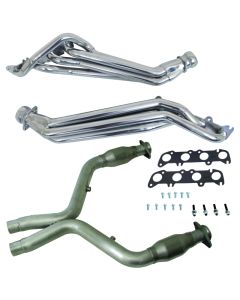 BBK 11-14 Ford Mustang GT 1-3/4 Long Tube Headers w/High Flow Catted Mid Pipe (Silver Ceramic) - 16333