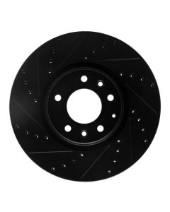 R1 06-07 Mazda 6 Front Left Drilled & Slotted Black Brake Rotor - 633-80045L