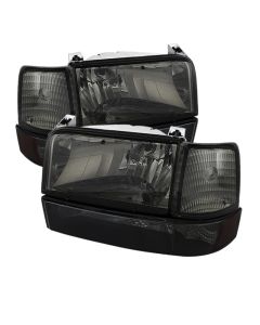 xTune Ford F150/Bronco 92-96 Headlights w/Corner Bumper 6pcs Amber- Smoke HD-JH-FB92-SET-AM-SM - 5073143