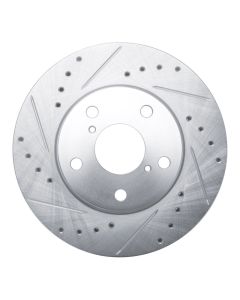 R1 92-95 Toyota MR2 Front Left Drilled & Slotted Silver Brake Rotor - 631-76057L