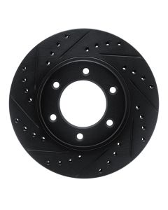 R1 93-98 Toyota T100 Front Left Drilled & Slotted Black Brake Rotor - 633-76118L