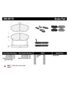 StopTech Sport Brake Pads with Shims/Hardware Acura Integra Front 1994-2001- STOP-309.06170