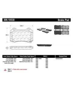 StopTech Sport Rear Brake Pads with Shims/Hardware - STOP-309.10530