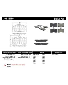 StopTech Sport Brake Pads with Shims/Hardware Lexus Front- STOP-309.11180