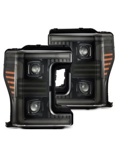 AlphaRex 17-19 Ford F-250/350/450/550 Super Duty PRO-Series Proj Headlights Alpha-Bk w/SS & DRL - 880320