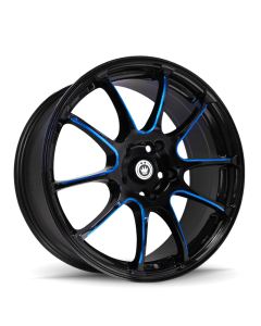 Konig Illusion 17x7 5x100 ET40 Black/Ball Cut Blue - IL7751040F