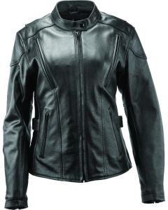 Women's Black Leather Racing Jacket - Small by Kuryakyn