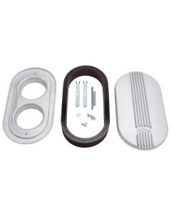Edelbrock Air Cleaner Classic Series Oval Aluminum 17 5In X 9 35In X 4 45In Dual Carburetor - 41199