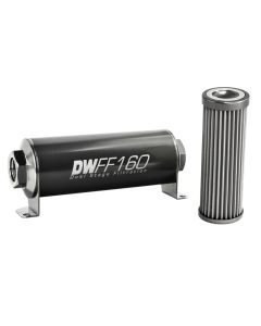 DeatschWerks Stainless Steel 8AN 40 Micron Universal Inline Fuel Filter Housing Kit (160mm) - 8-03-160-040K