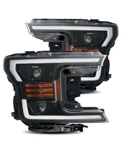 AlphaRex 18-20 Ford F-150 LUXX LED Proj Headlights Plank Style Jet Blk w/Activ Light/Seq Signal/DRL - 880174