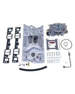 Edelbrock Manifold and Carb Kit Performer SBC Vortec Natural Finish - 2007
