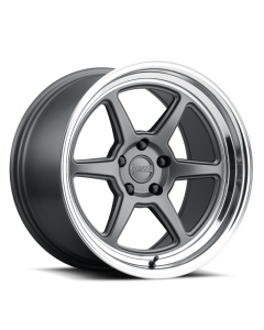 Kansei K14G Roku 18x8.5in / 5x120 BP / 35mm Offset / 72.56mm  Bore - Grey and Machined Lip - K14G-188518+35