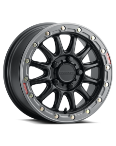 Raceline A14GR Alpha 15x7in/5x114.3 BP/25mm Offset/68mm Bore - Gunmetal & Red Ring Beadlock Wheel - A14GR-51012+25
