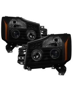 xTune Nissan Titan 04-15 Projector Headlights - LED Halo - Black Smoked PRO-JH-NTI04-LED-BSM - 5082282