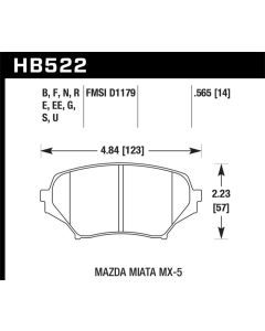 Hawk 2015 Mazda MX-5 Miata 2.0L 25th Anniversary Edition OE Incl.Clips Front ER-1 Brake Pads - HB522D.565