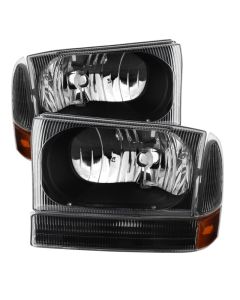 xTune Ford F250/350/450 Superduty 99-04 Crystal Headlights w/ Bumper Lights HD-JH-FF25099-AM-BK - 9025402