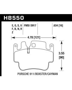 Hawk 00-07 Porsche Boxster HPS 5.0 Front Brake Pads - HB550B.634