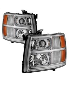 xTune Chevy Silverado 1500/2500/3500 07-13 Halo Projector Headlights Chrome PRO-JH-CS07-LED-C - 9027802