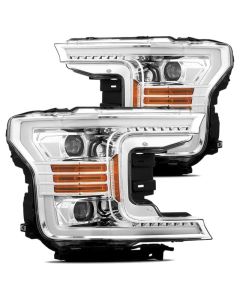 AlphaRex 18-20 Ford F-150 LUXX LED Proj Headlights Plank Style Chrome w/Activ Light/DRL - 880175