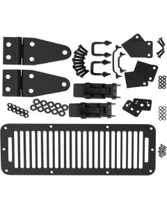 Kentrol 78-95 Jeep CJ/Wrangler YJ Hood Kit With TJ Style Hood Catch - Powdercoat Black - 50570