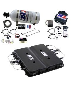 Nitrous Express Nitrous & Water Injection Kit w/Billet LT4 Supercharger Lid w/10lb Bottle - 20939BMF-10